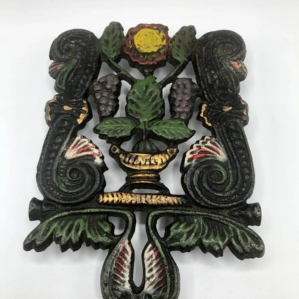 Vintage Hand-Painted Iron Trivet‎